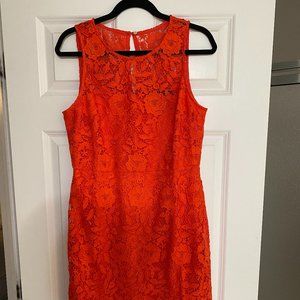 J Crew Coral Lace Sleeveless Dress- Size 12